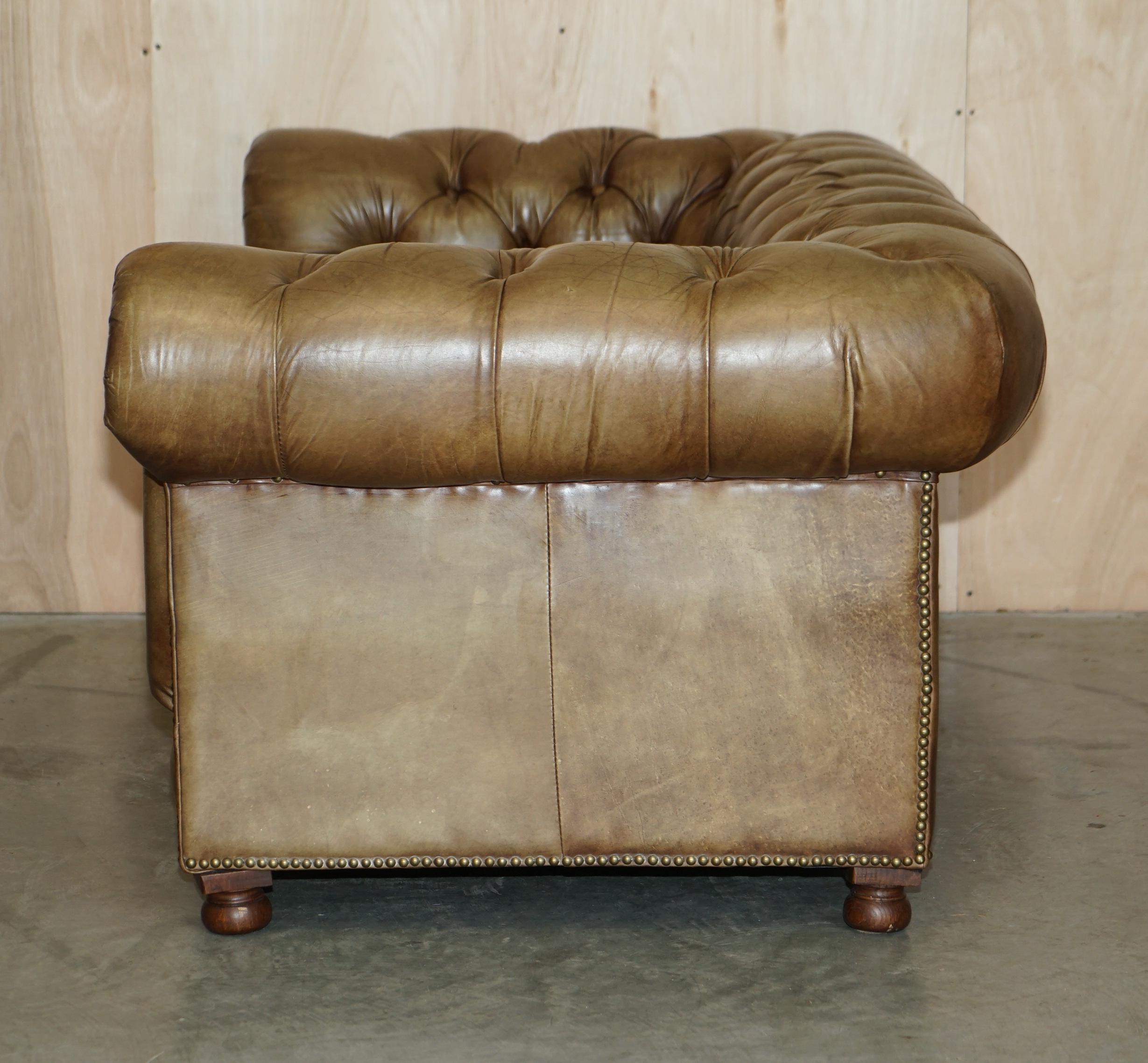 STUNNING TIMOTHY OULTON HALO WESTMiNSTER BROWN LEATHER CHESTERFIELD TUFTED SOFA 2