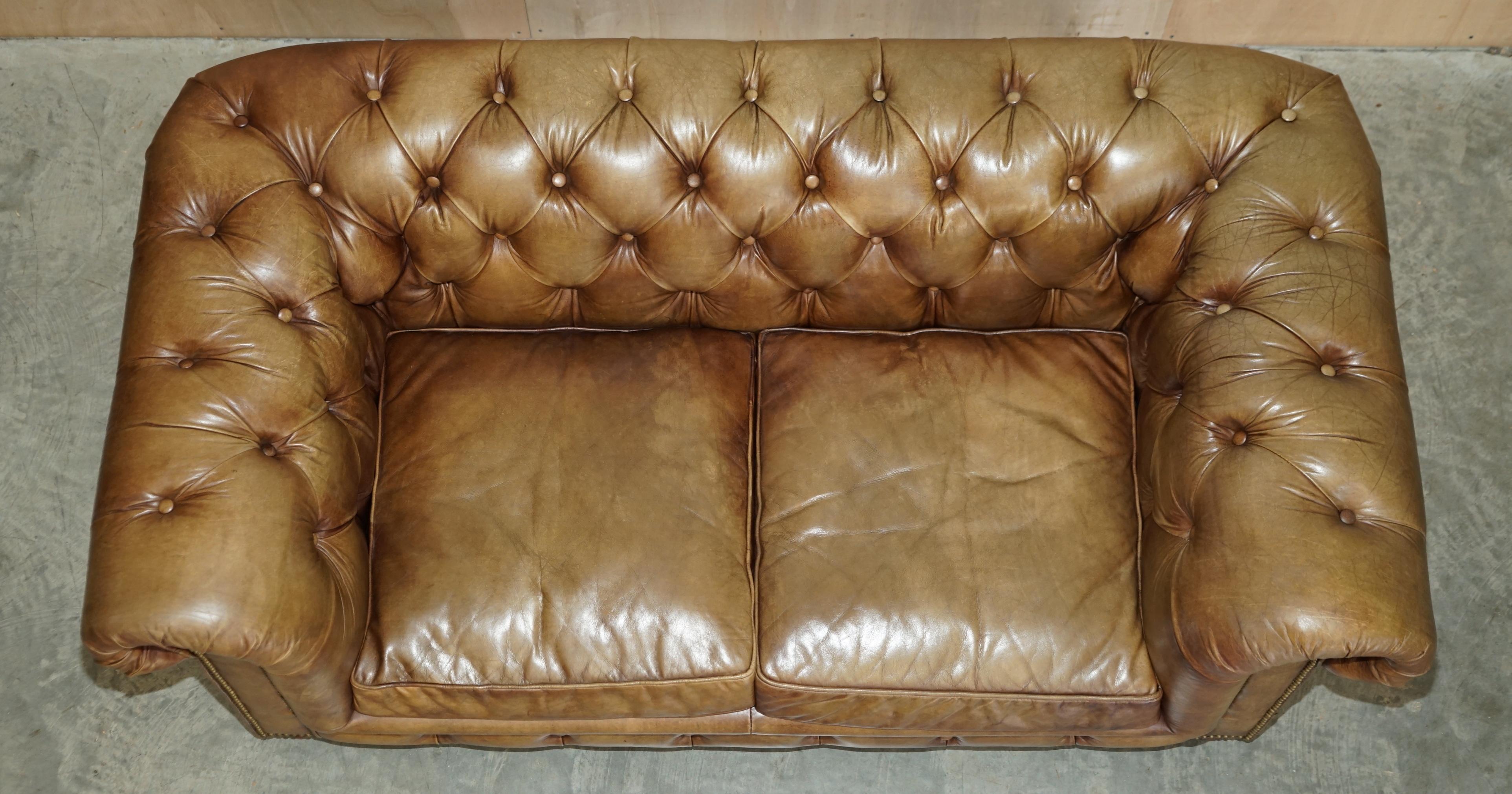 STUNNING TIMOTHY OULTON HALO WESTMiNSTER BROWN LEATHER CHESTERFIELD TUFTED SOFA 3