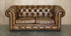 STUNNING TIMOTHY OULTON HALO WESTMiNSTER BROWN LEATHER CHESTERFIELD TUFTED SOFA