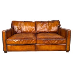 Stunning Timothy Oulton Viscount 2- 3 Seater Leather Sofa Hand Dyed #514