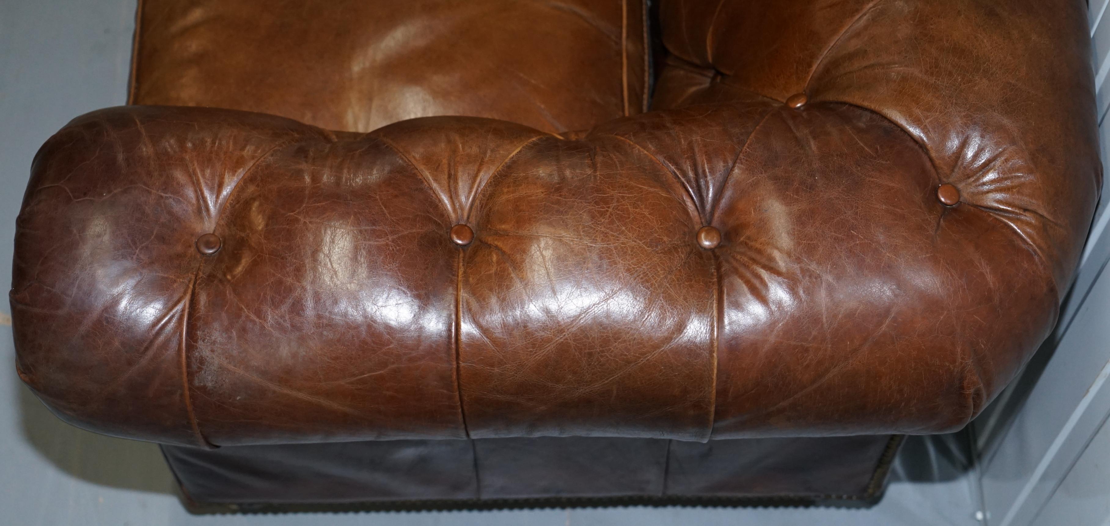 Stunning Timothy Oulton Westminster Brown Leather Chesterfield Sofa 2