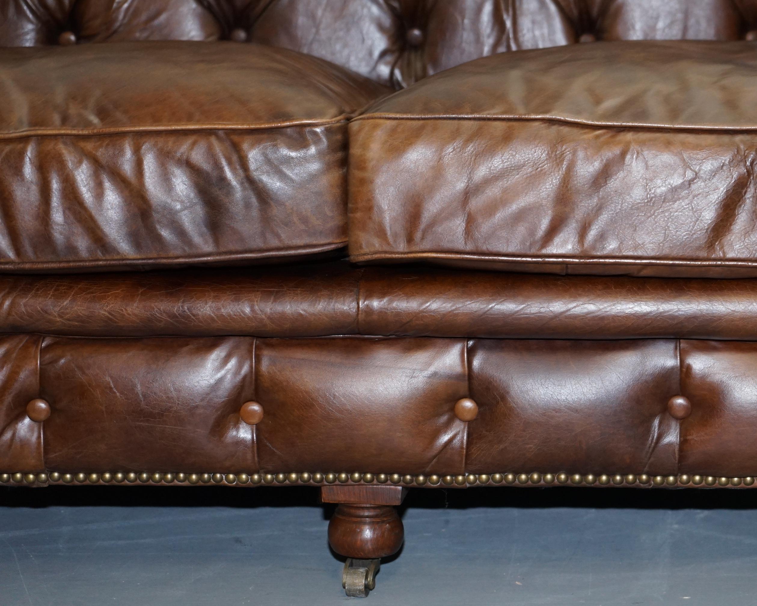 Stunning Timothy Oulton Westminster Brown Leather Chesterfield Sofa 4