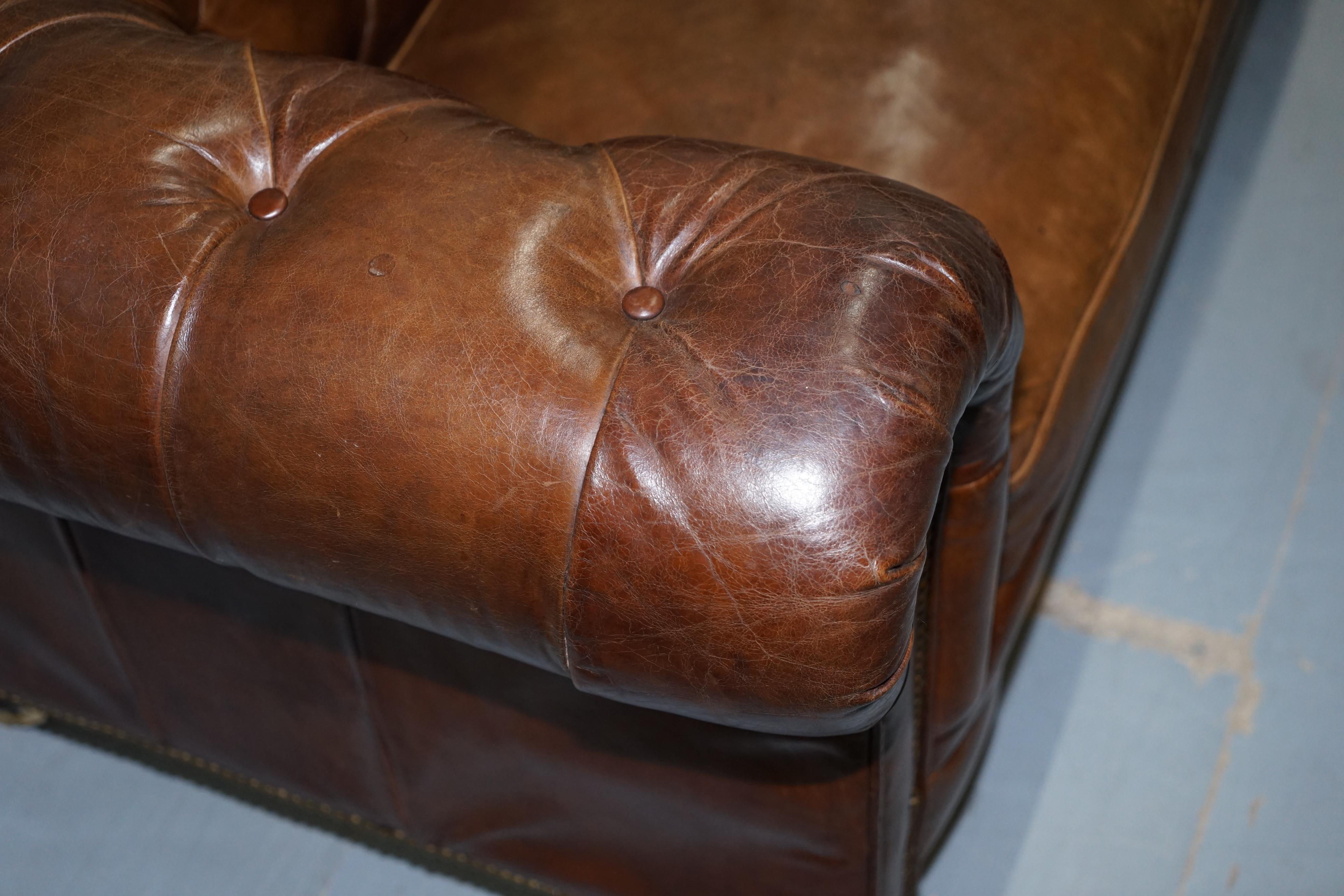 Stunning Timothy Oulton Westminster Brown Leather Chesterfield Sofa 3