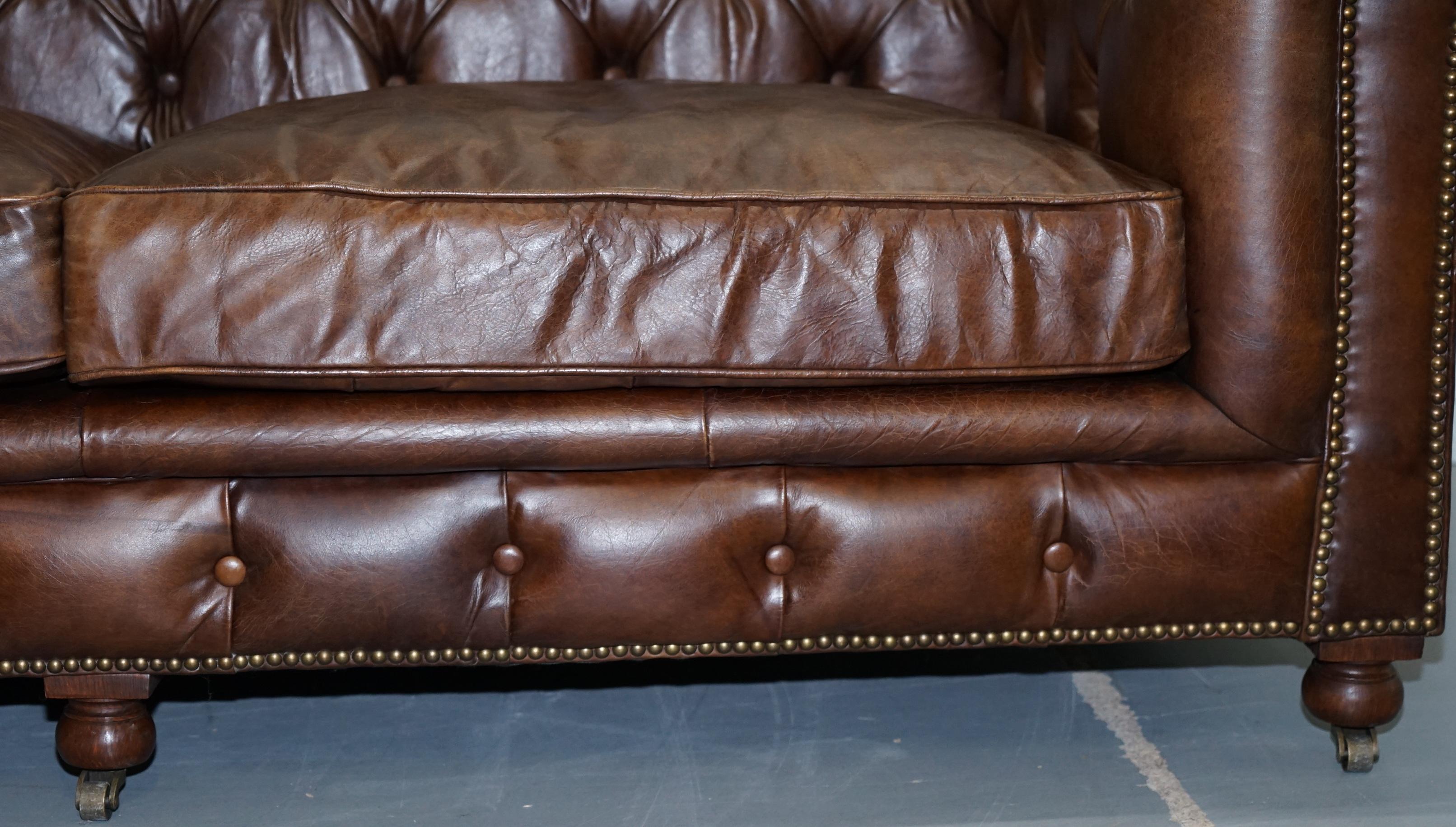 Stunning Timothy Oulton Westminster Brown Leather Chesterfield Sofa 5