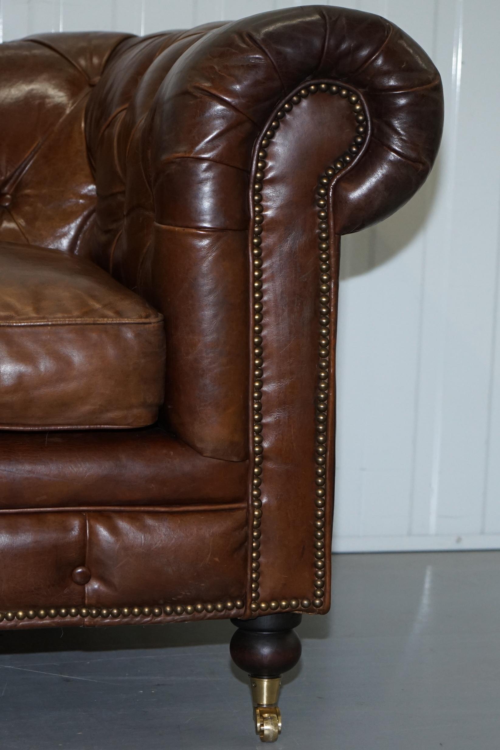 Stunning Timothy Oulton Westminster Brown Leather Chesterfield Sofa 4