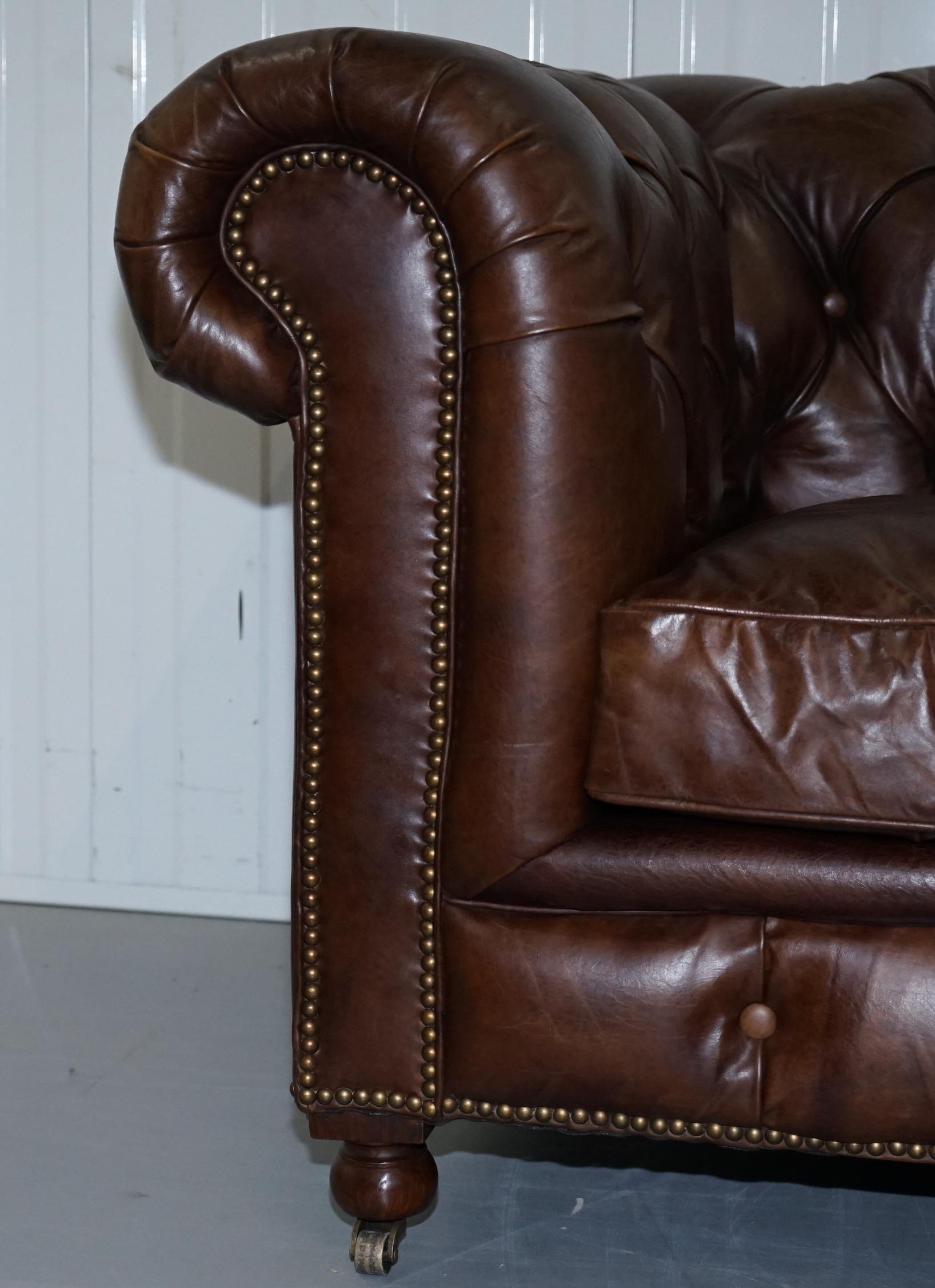 Stunning Timothy Oulton Westminster Brown Leather Chesterfield Sofa 6