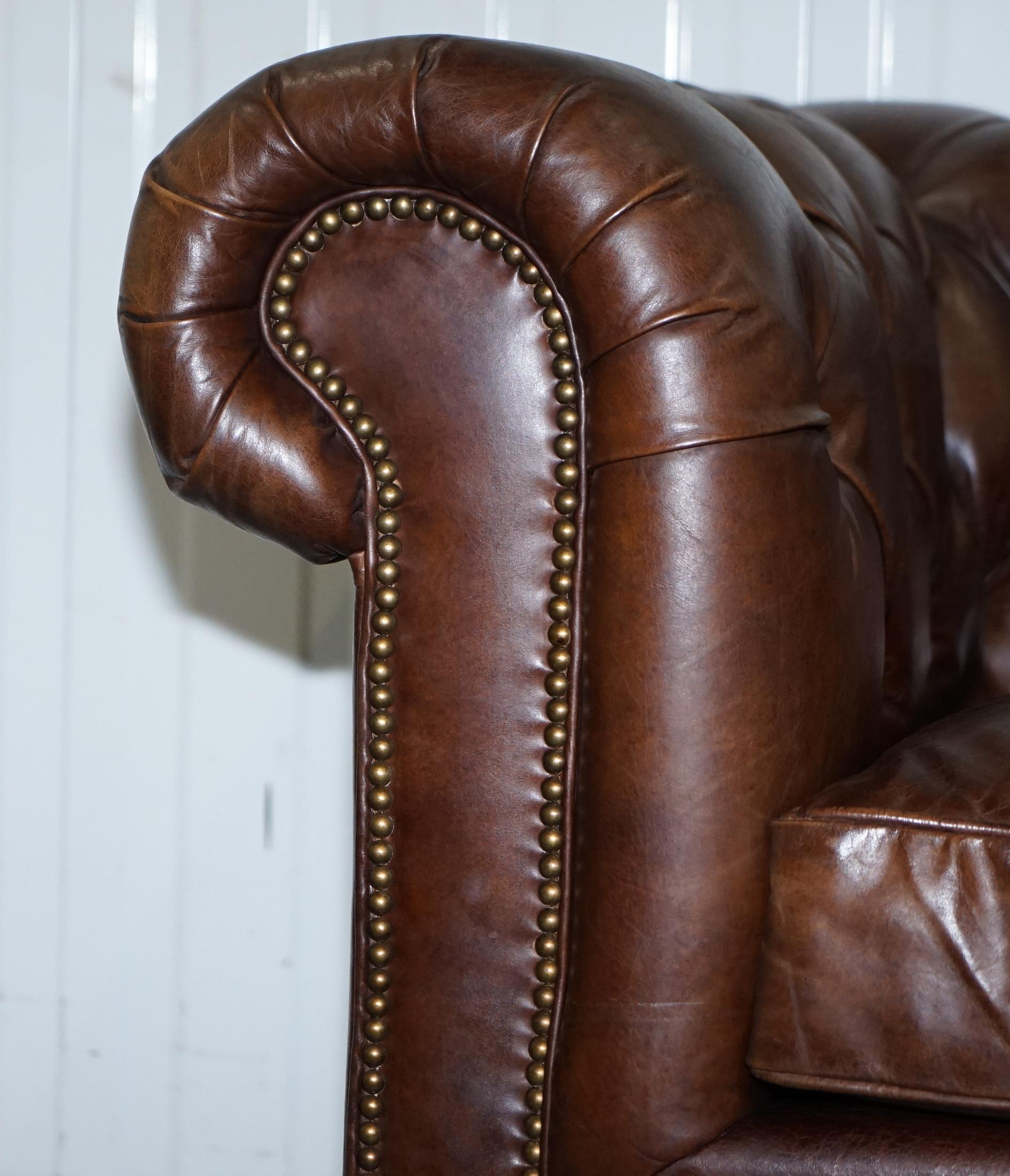 Stunning Timothy Oulton Westminster Brown Leather Chesterfield Sofa 7