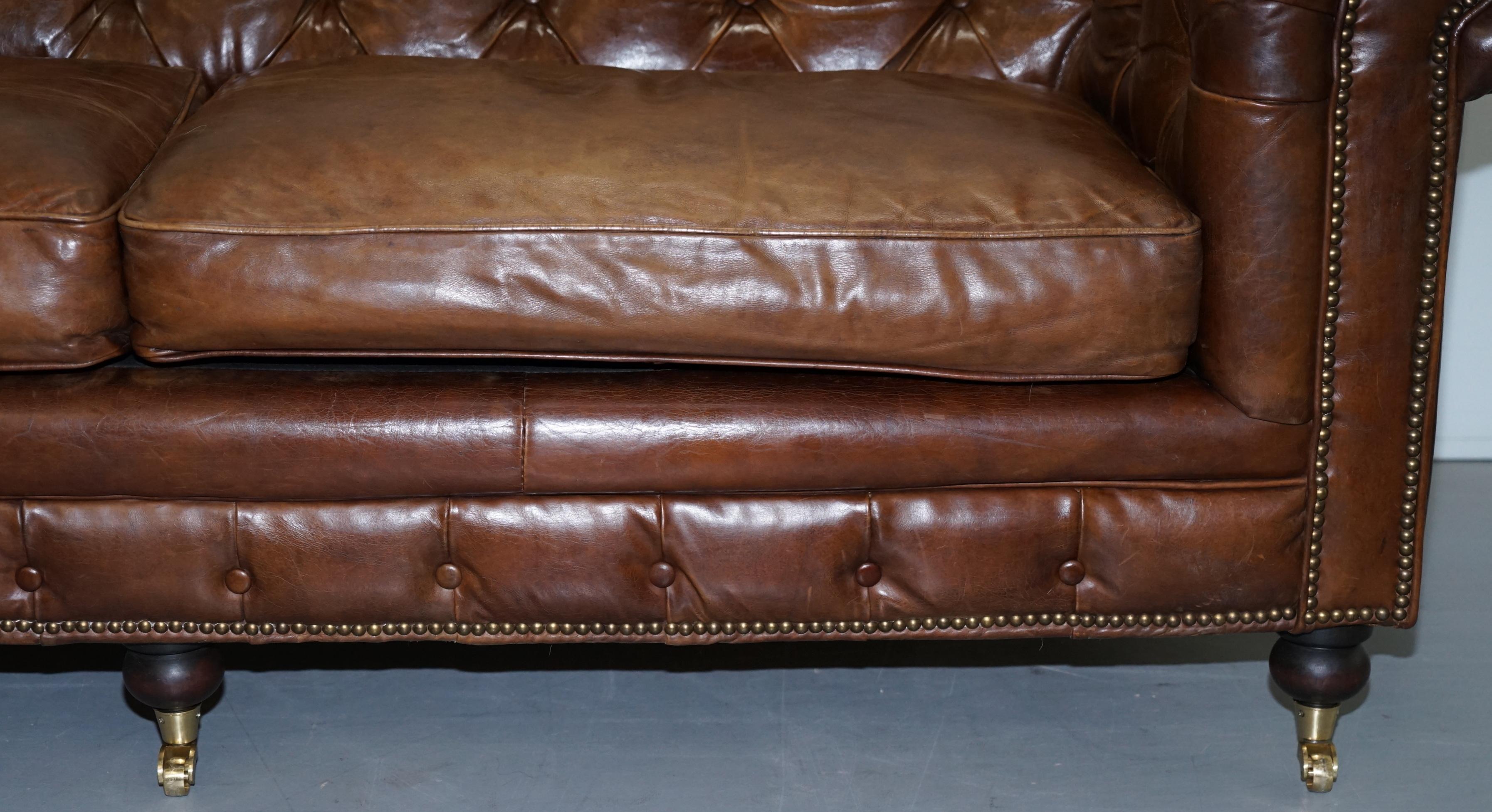 Stunning Timothy Oulton Westminster Brown Leather Chesterfield Sofa 6