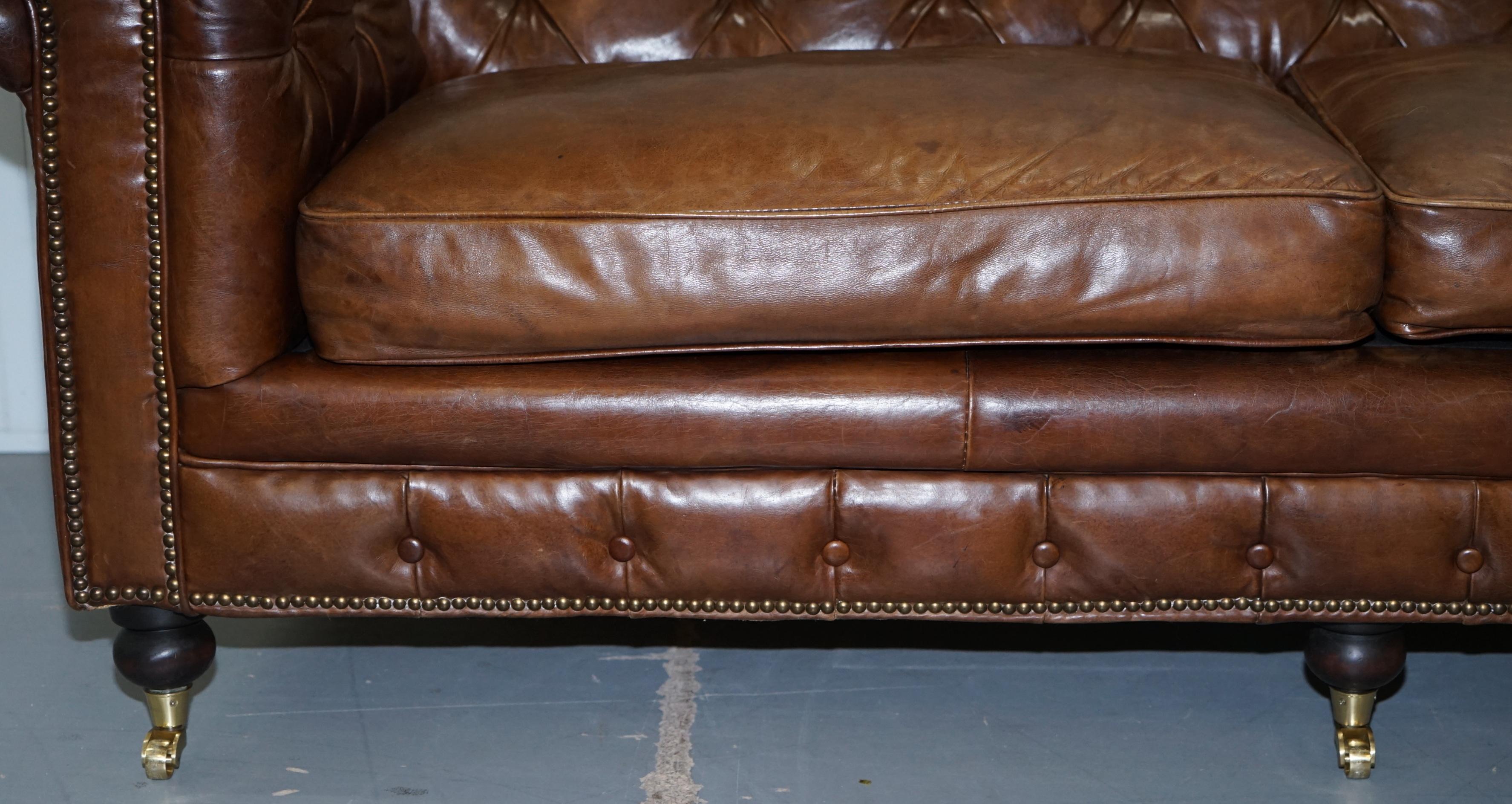 Stunning Timothy Oulton Westminster Brown Leather Chesterfield Sofa 7
