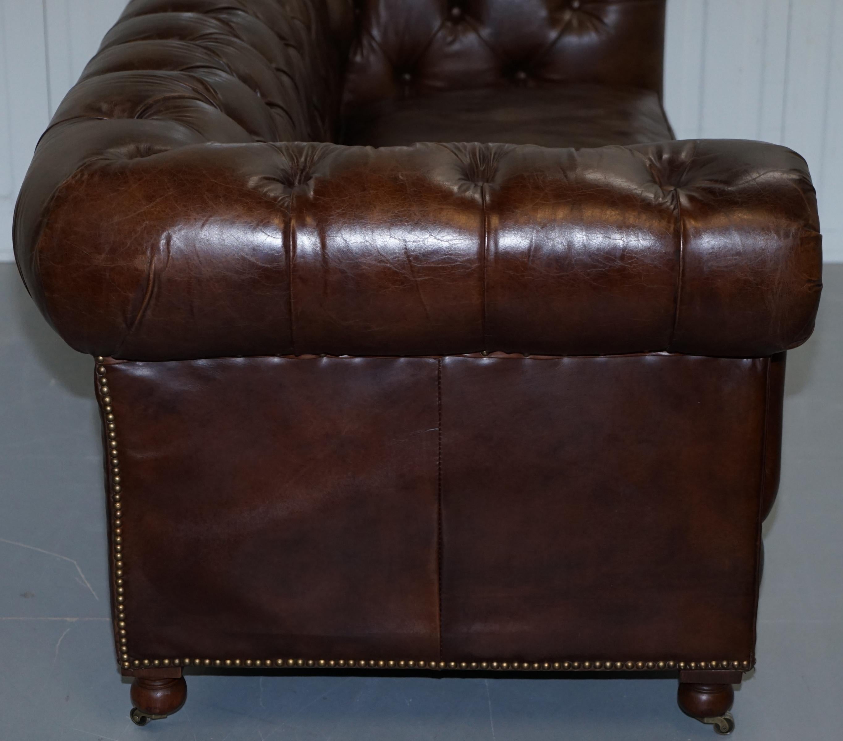 Stunning Timothy Oulton Westminster Brown Leather Chesterfield Sofa 10