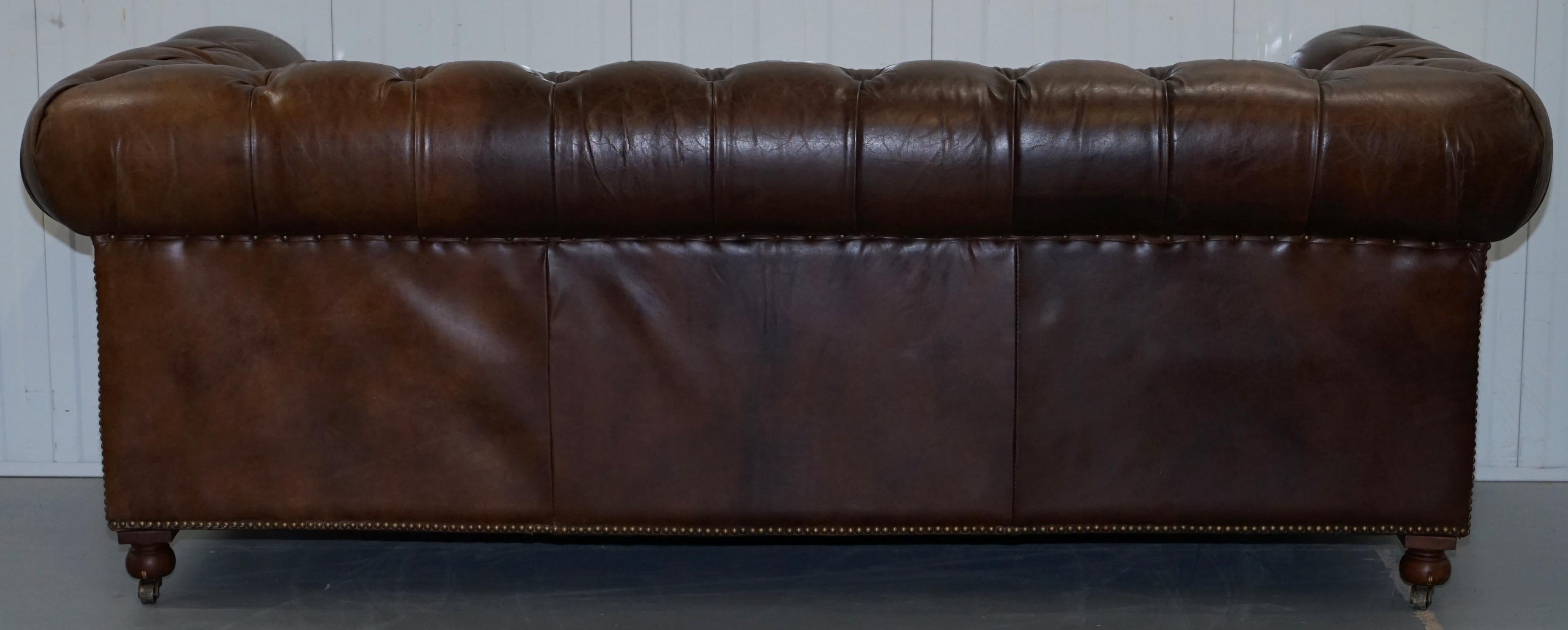 Stunning Timothy Oulton Westminster Brown Leather Chesterfield Sofa 11