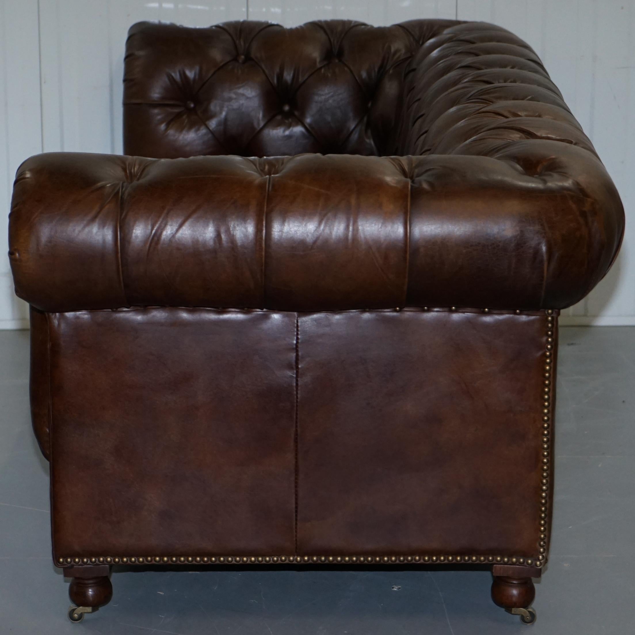Stunning Timothy Oulton Westminster Brown Leather Chesterfield Sofa 12