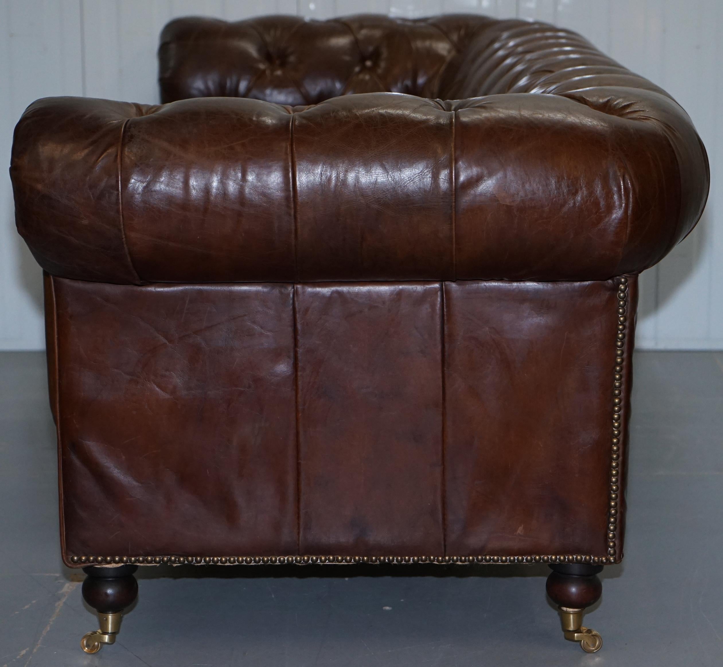 Stunning Timothy Oulton Westminster Brown Leather Chesterfield Sofa 11