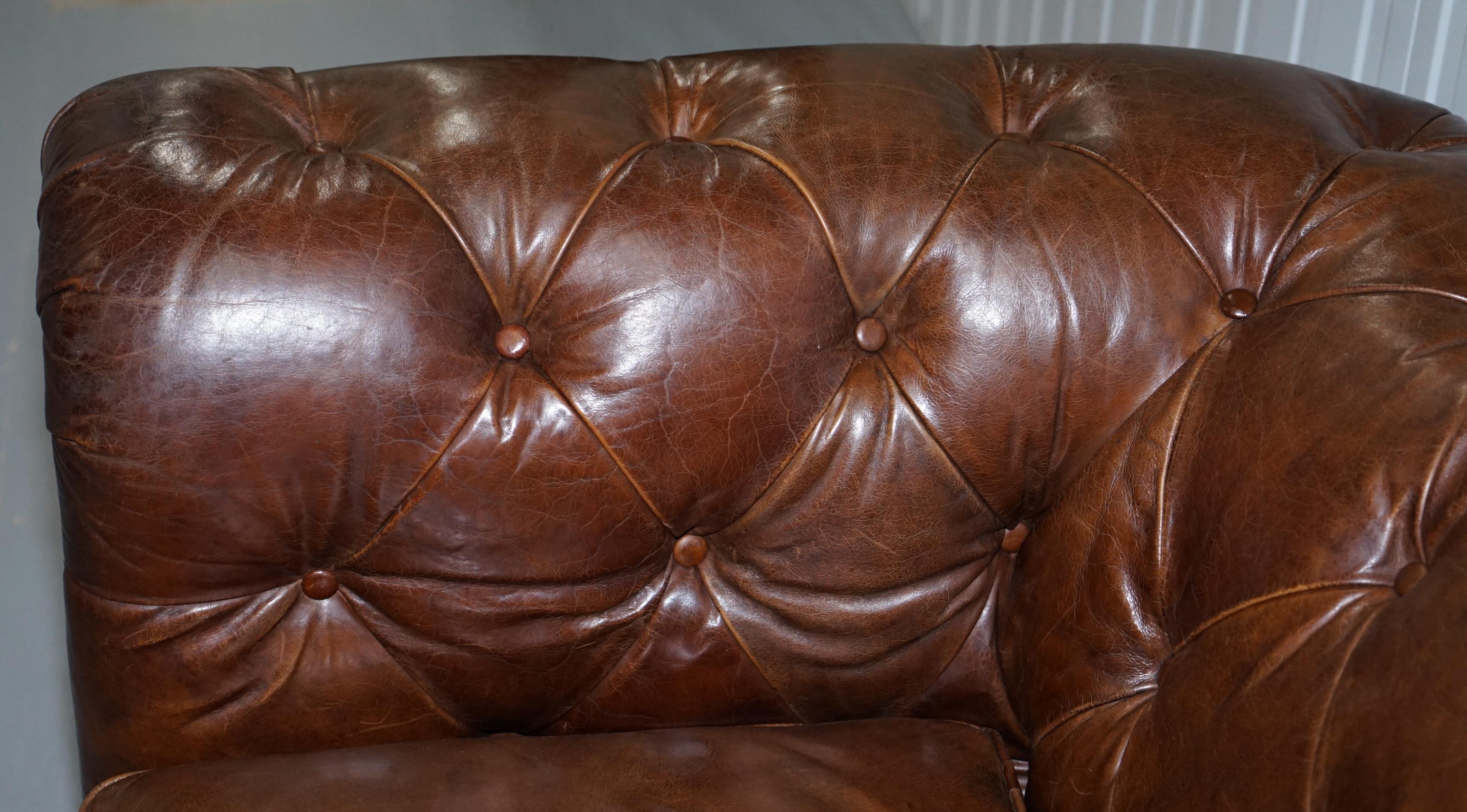 Hand-Crafted Stunning Timothy Oulton Westminster Brown Leather Chesterfield Sofa