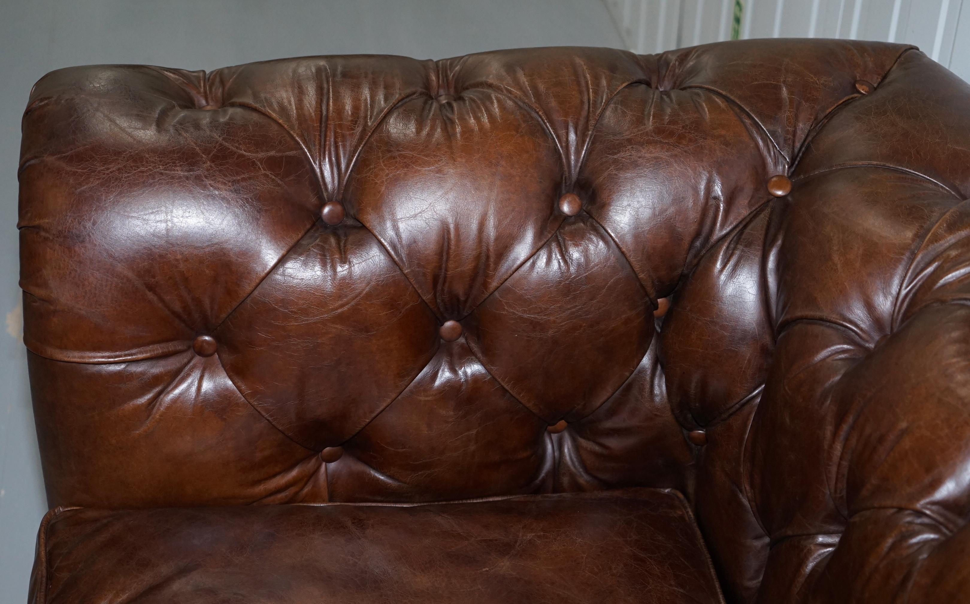 Stunning Timothy Oulton Westminster Brown Leather Chesterfield Sofa 1