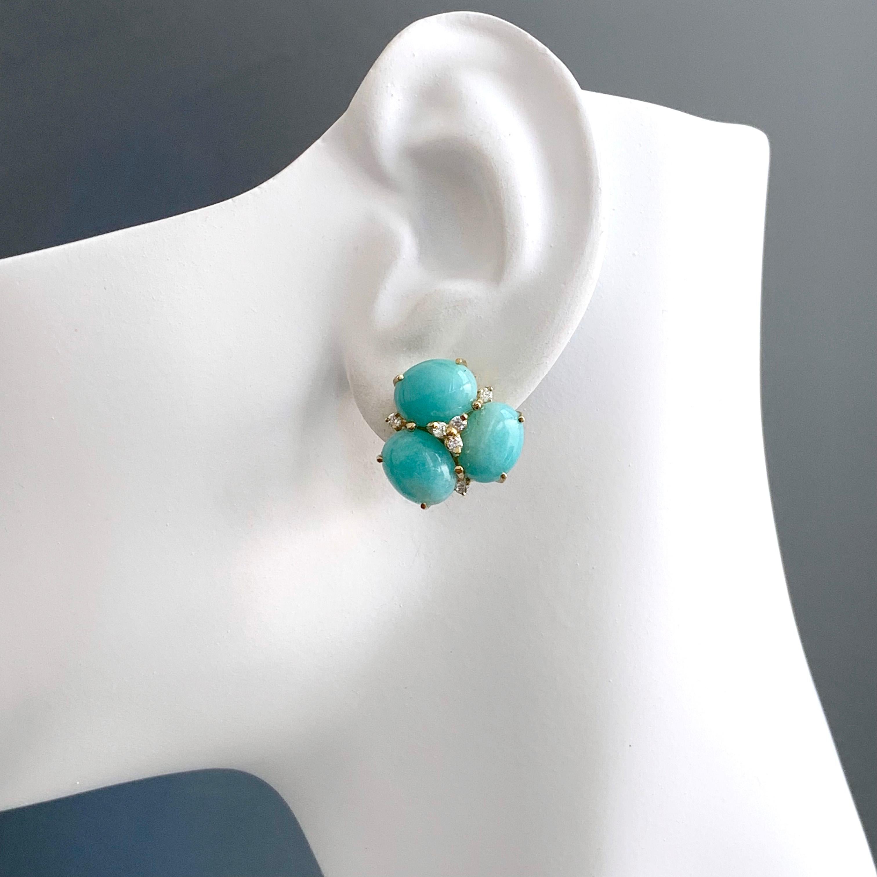 Stunning Triple Oval Amazonite Vermeil Earrings In New Condition For Sale In Los Angeles, CA