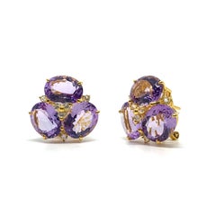 Stunning Triple Oval Amethyst Earrings