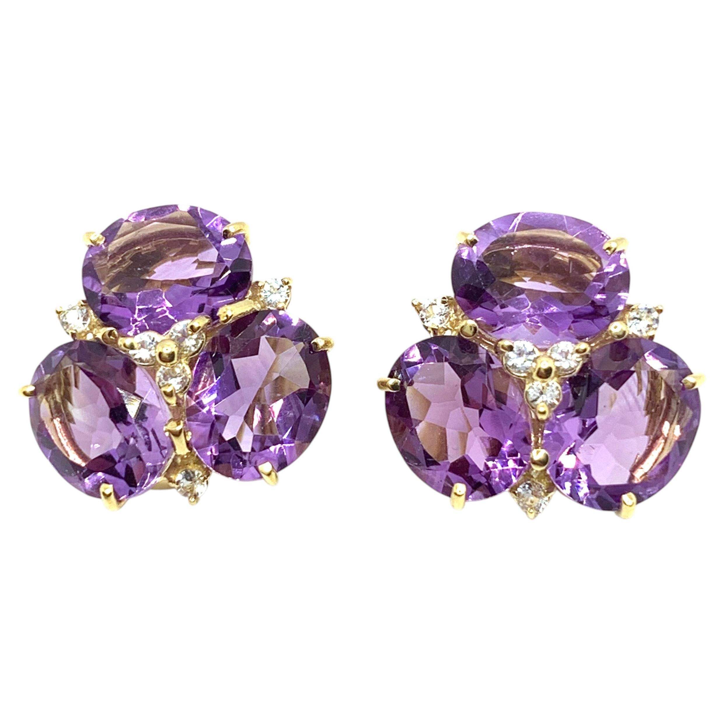 Stunning Triple Oval Amethyst Earrings