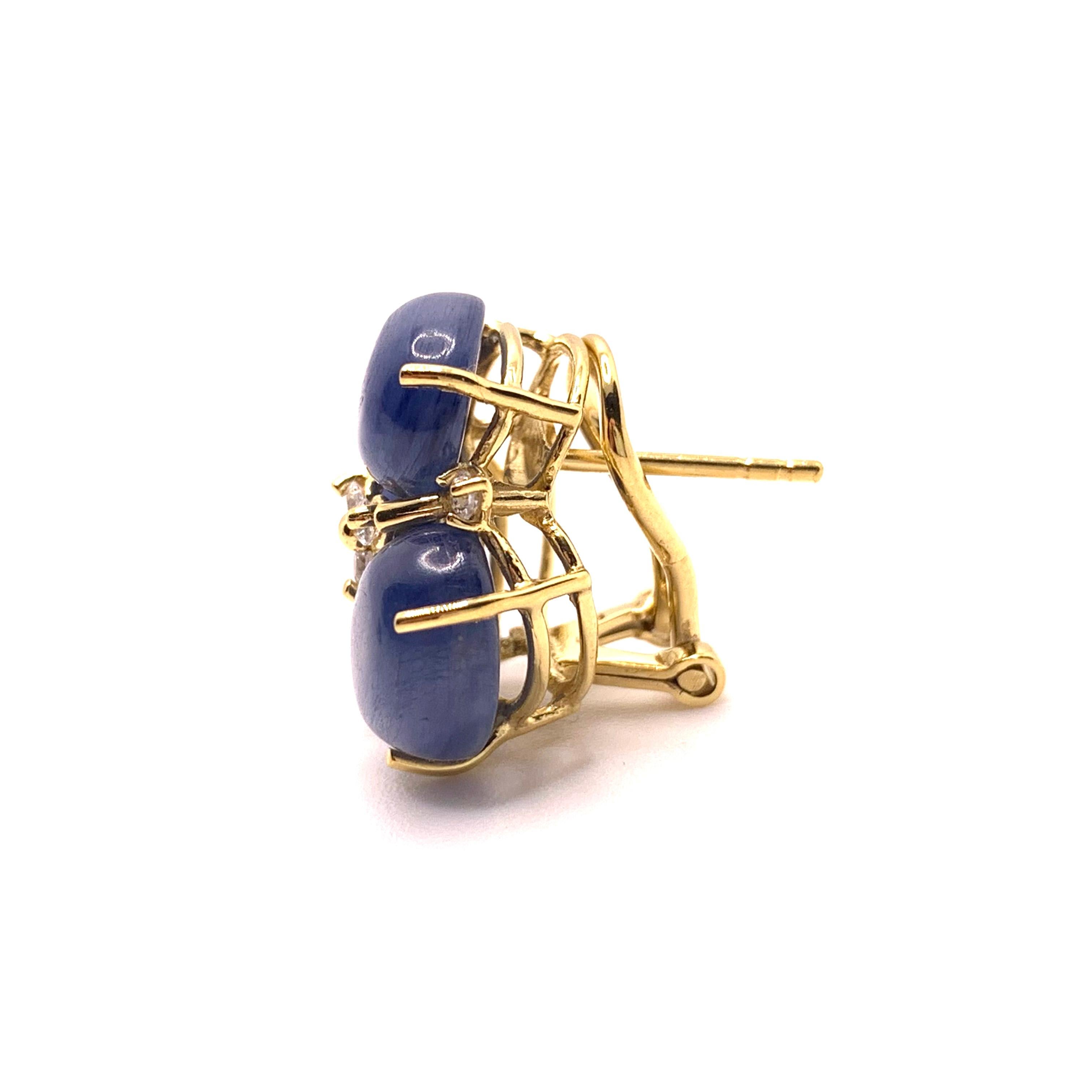 Stunning Triple Oval Blue Kyanite Vermeil Earrings In New Condition For Sale In Los Angeles, CA