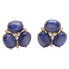 Stunning Triple Oval Blue Kyanite Vermeil Earrings