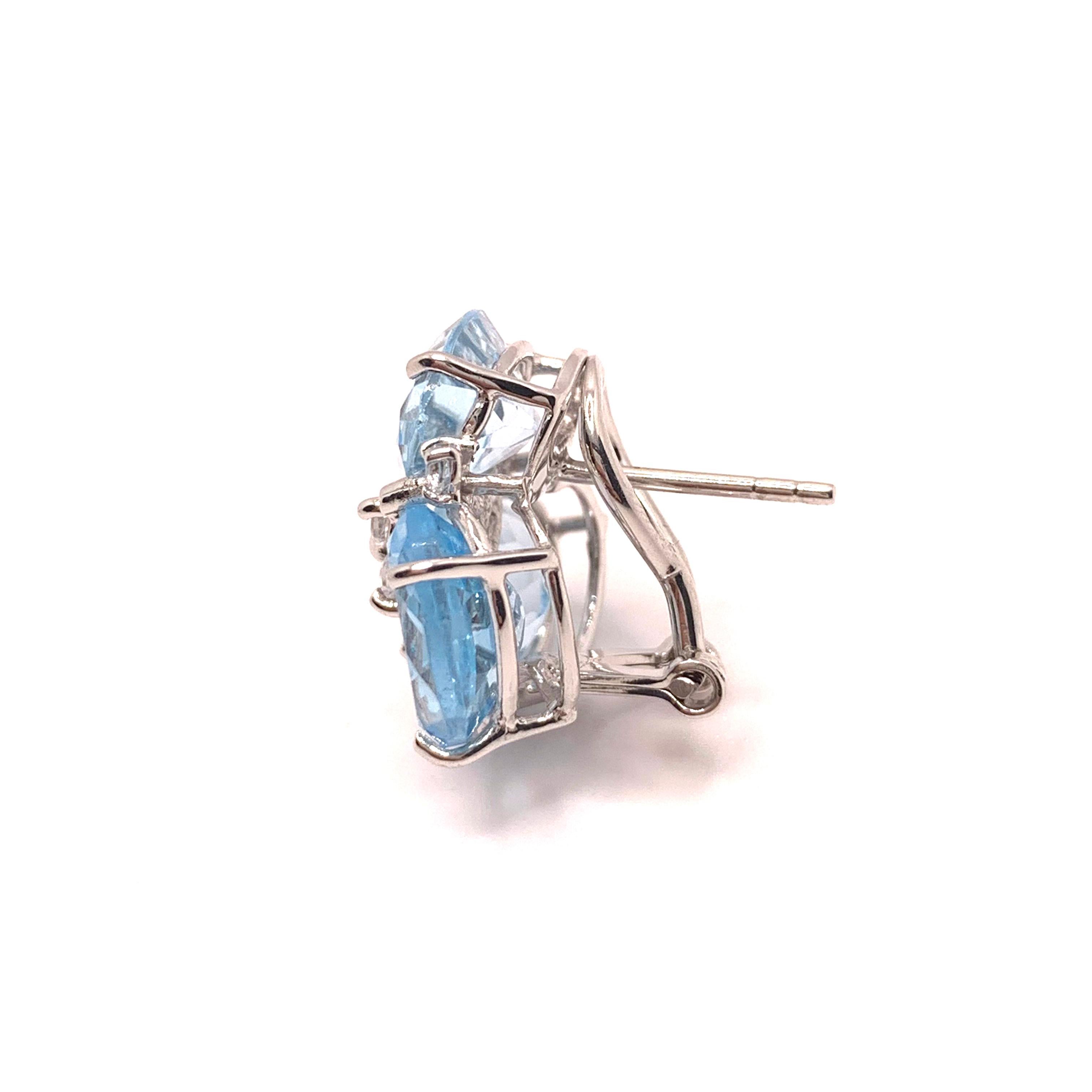 Superbes boucles d'oreilles Topaze bleue triple ovale Neuf - En vente à Los Angeles, CA