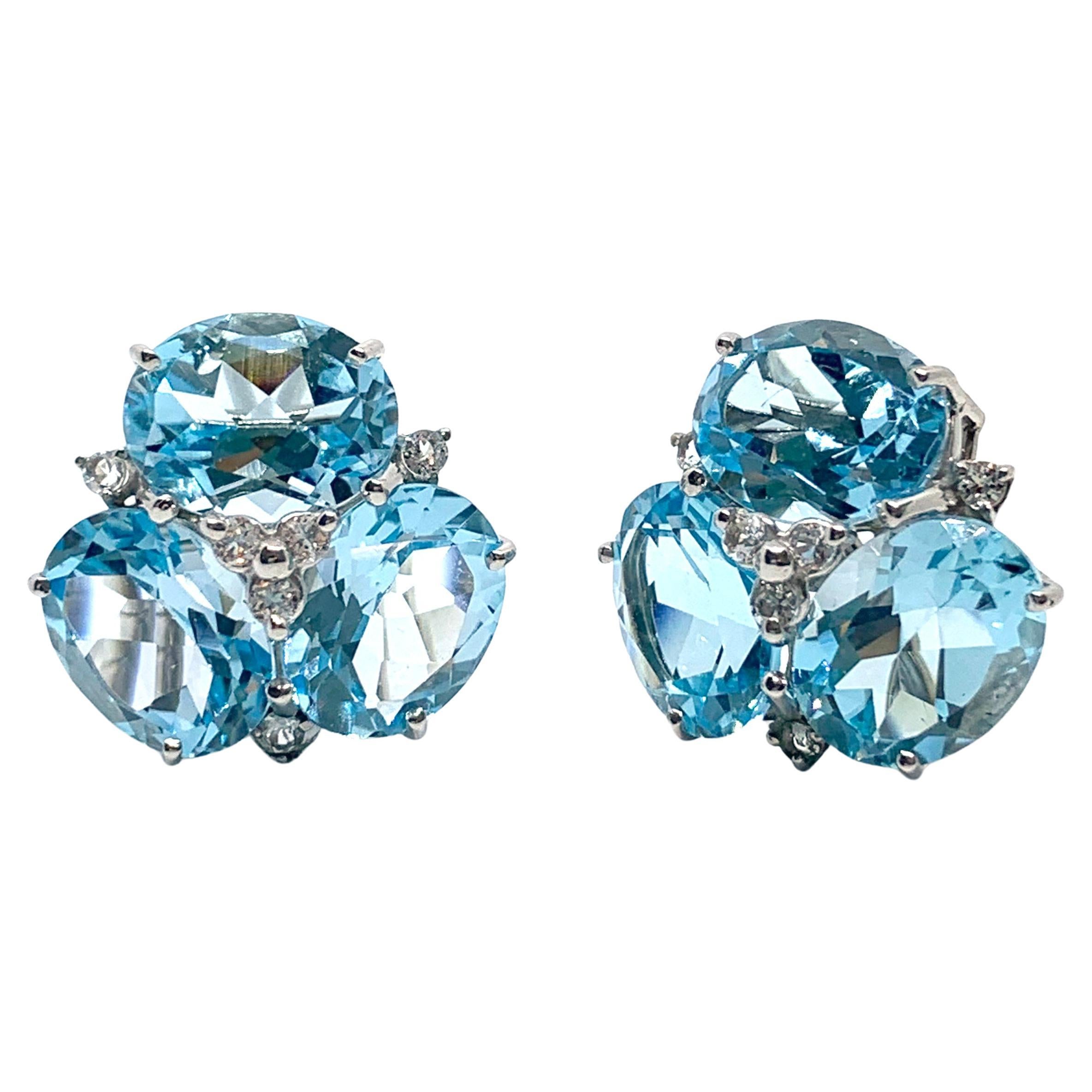 Stunning Triple Oval Blue Topaz Earrings For Sale at 1stDibs