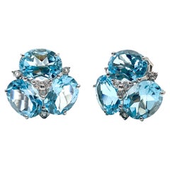 Stunning Triple Oval Blue Topaz Earrings