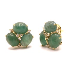 Stunning Triple Oval Green Emerald Vermeil Earrings