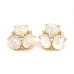 Stunning Triple Oval Rainbow Moonstone Vermeil Earrings