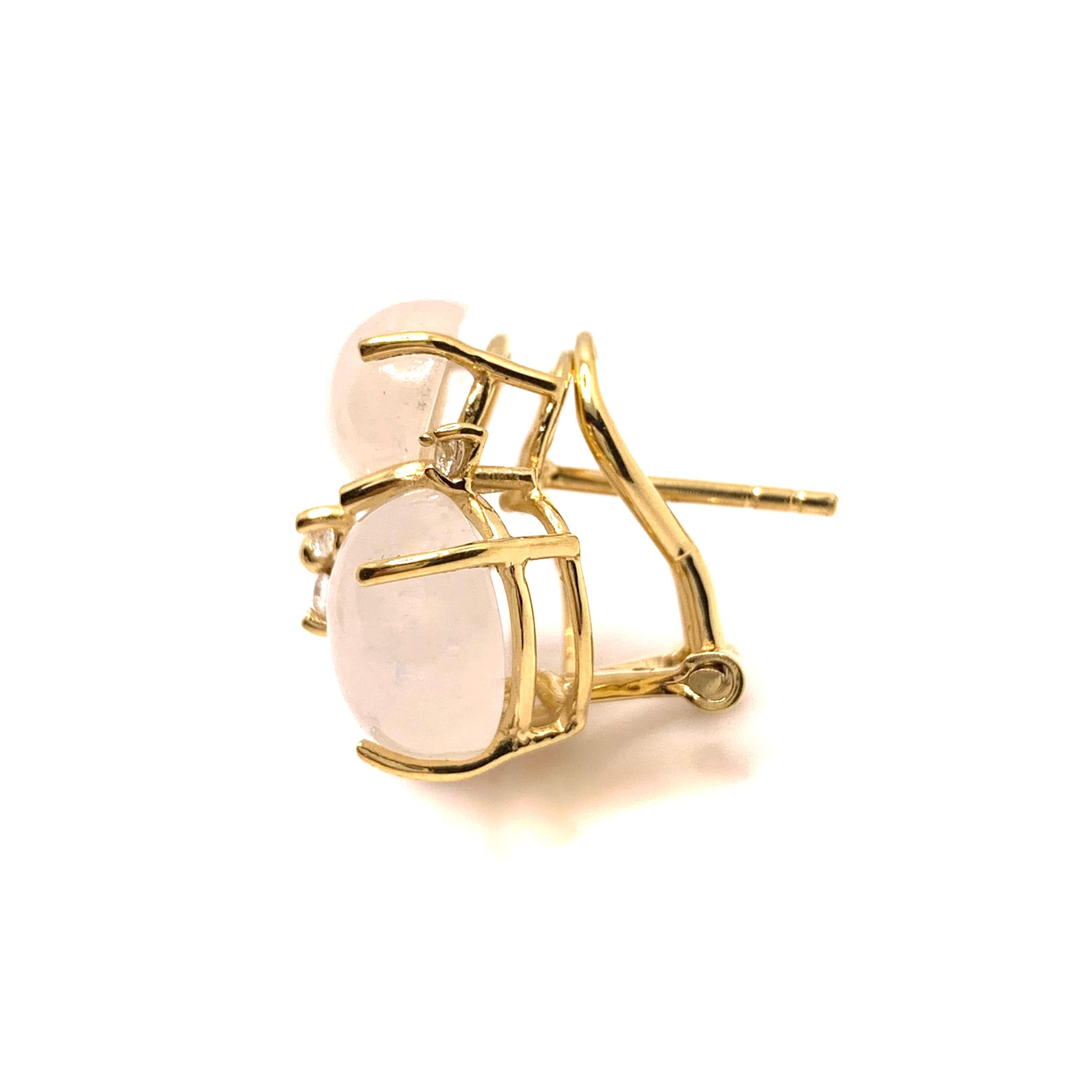 Oval Cut Stunning Triple Oval Rainbow Moonstone Vermeil Earrings
