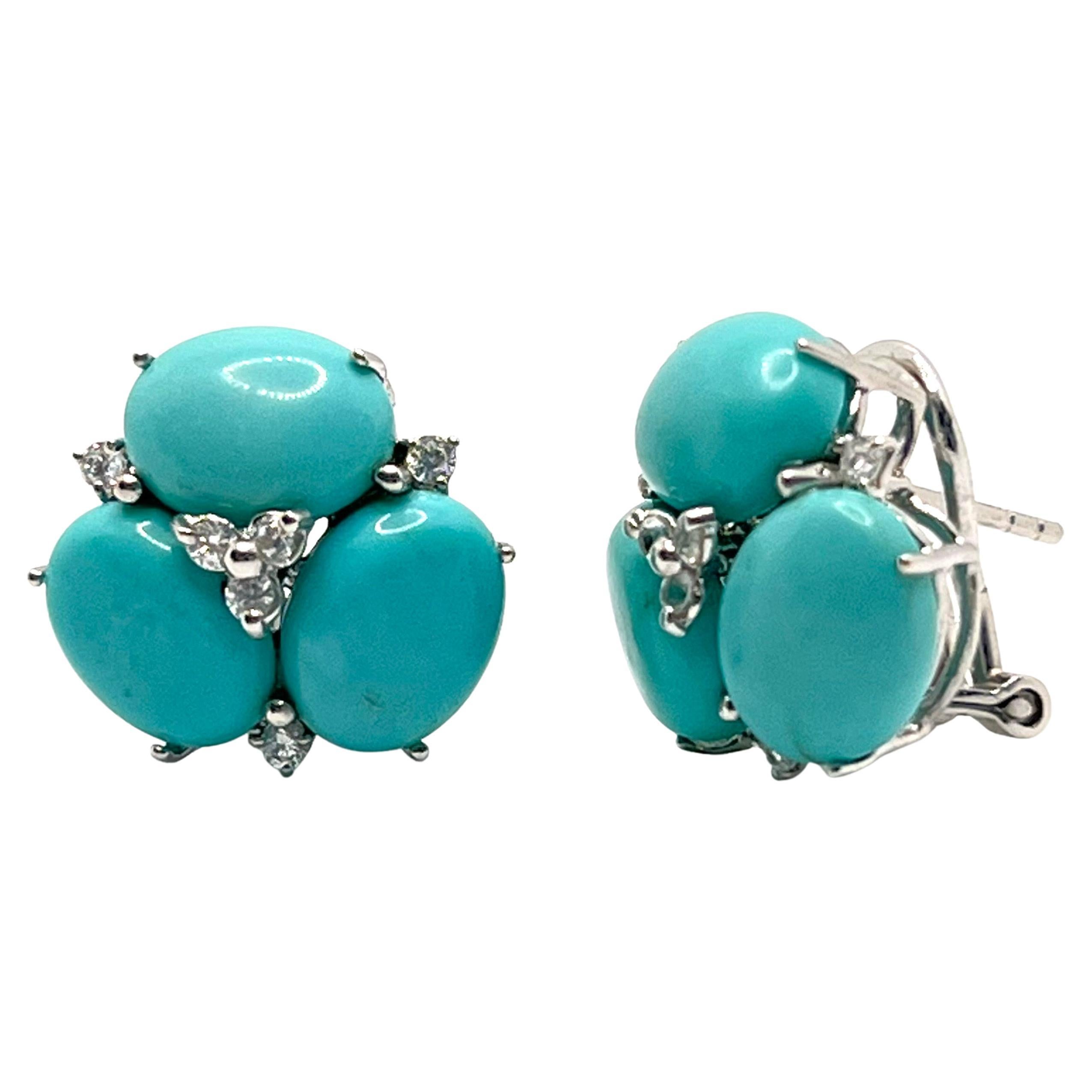 Stunning Triple Oval Turquoise Earrings For Sale