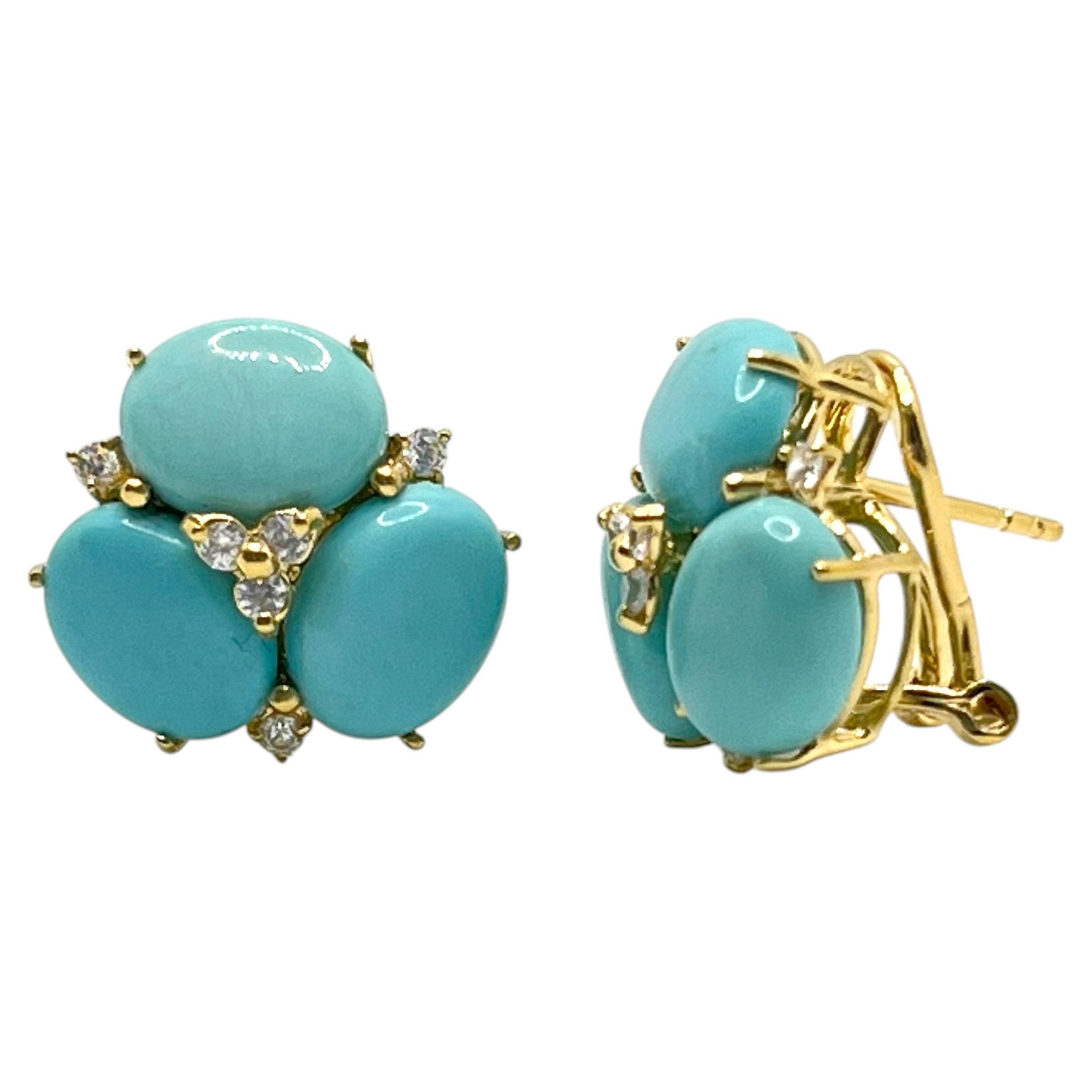 Stunning Triple Oval Turquoise Earrings