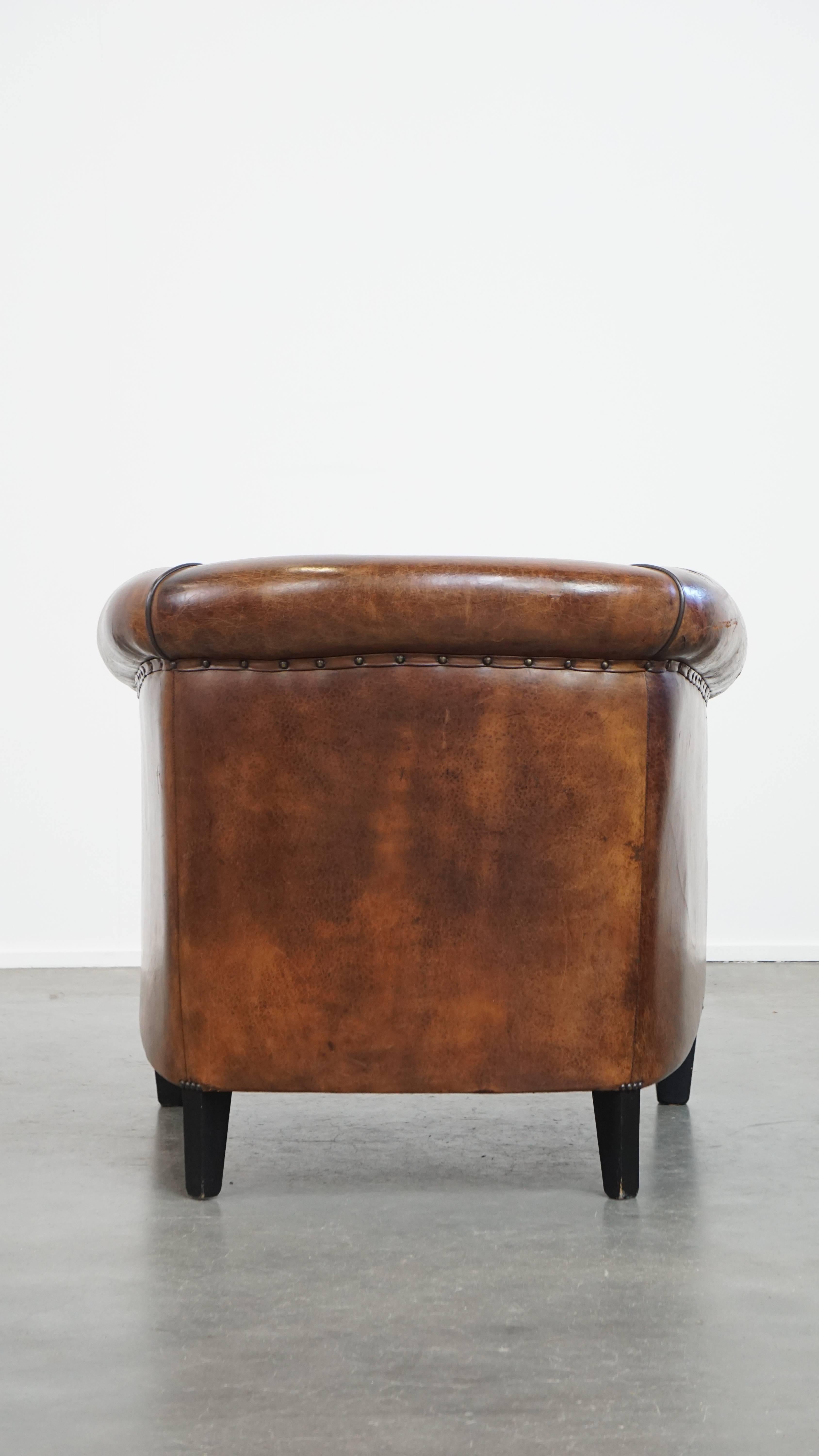 Hand-Crafted Stunning Tufted Luxury Sheepskin Leather Club Armchair For Sale