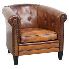 Stunning Tufted Luxury Sheepskin Leather Club Armchair