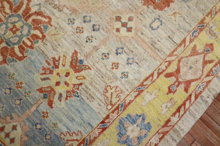Contemporary Stunning Turkish Blue Yellow Oushak Rug For Sale