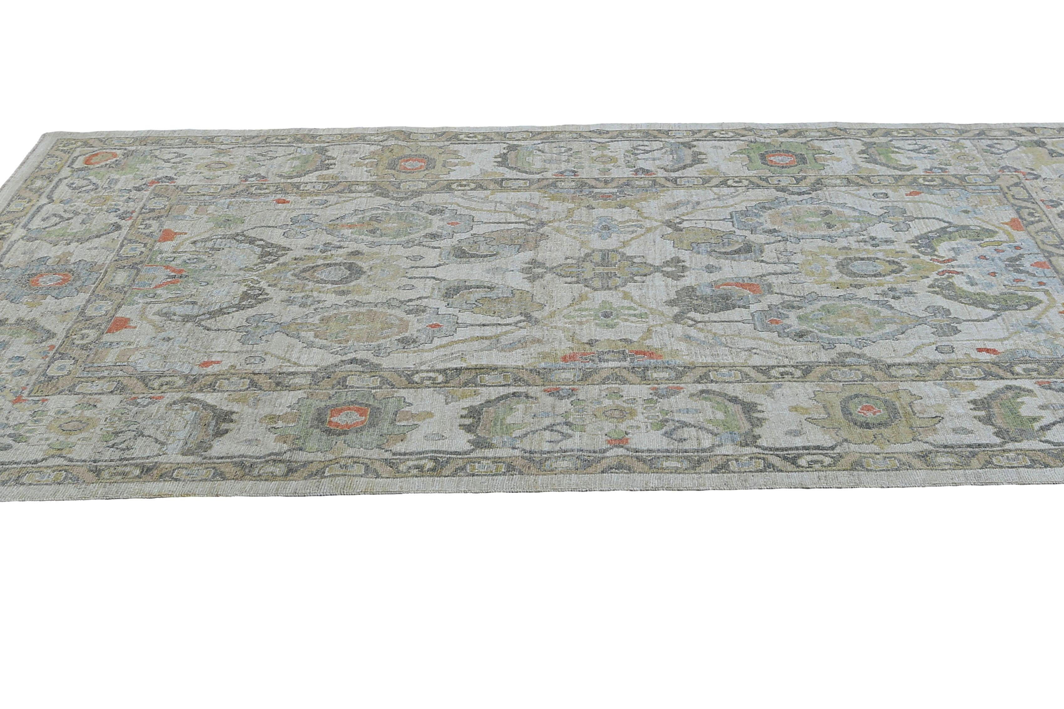 Afghanistan Sultanabad Area Rugs Circa 1990 - Wool Ivory Design - 95527 For Sale 2