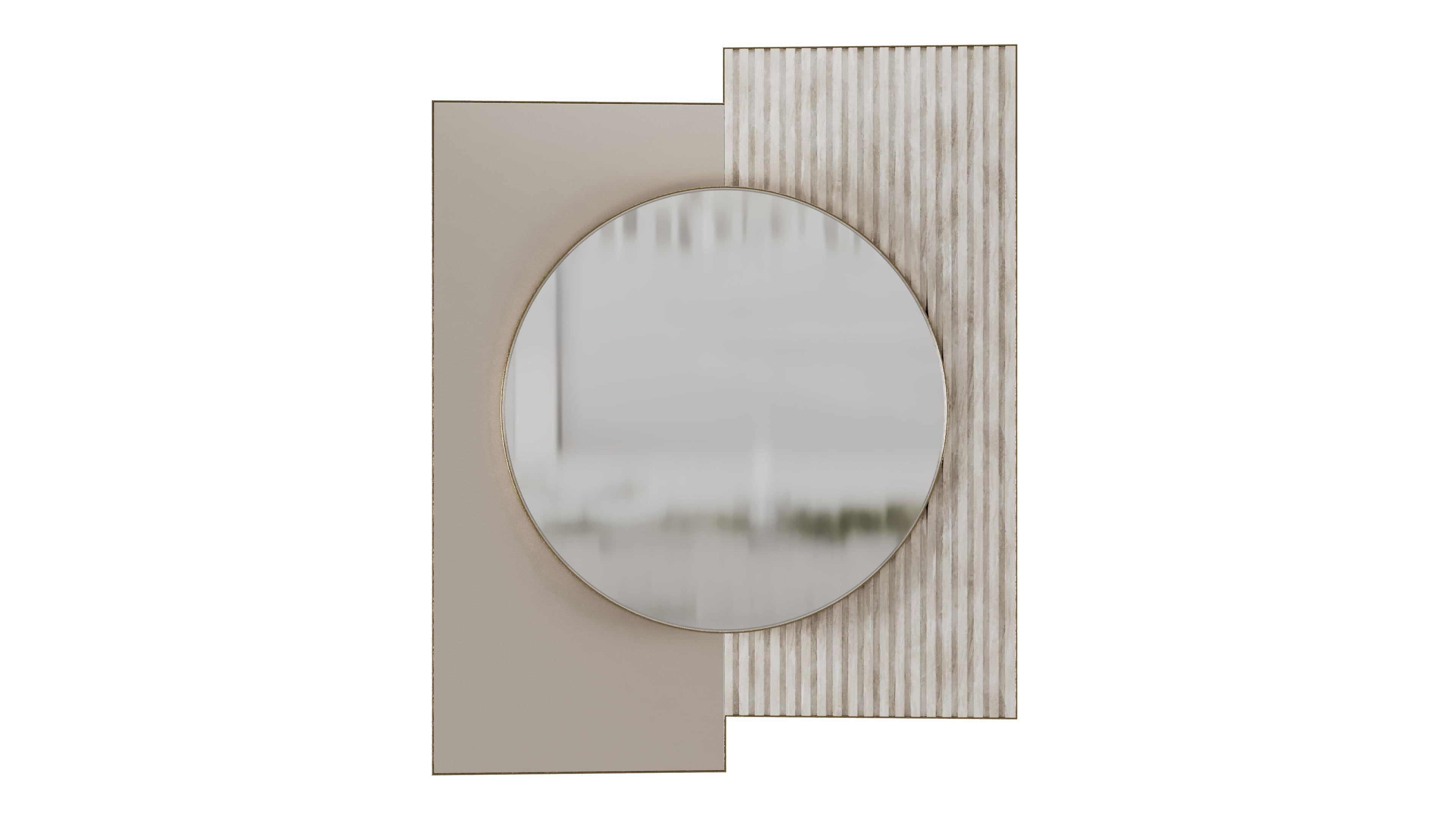 Mid-Century Modern Stunning Turnel Mirror With Marble And Brass Details For Sale