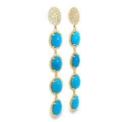 Stunning Turquoise and diamond Drop Earrings