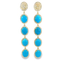 Stunning Turquoise and diamond Drop Earrings
