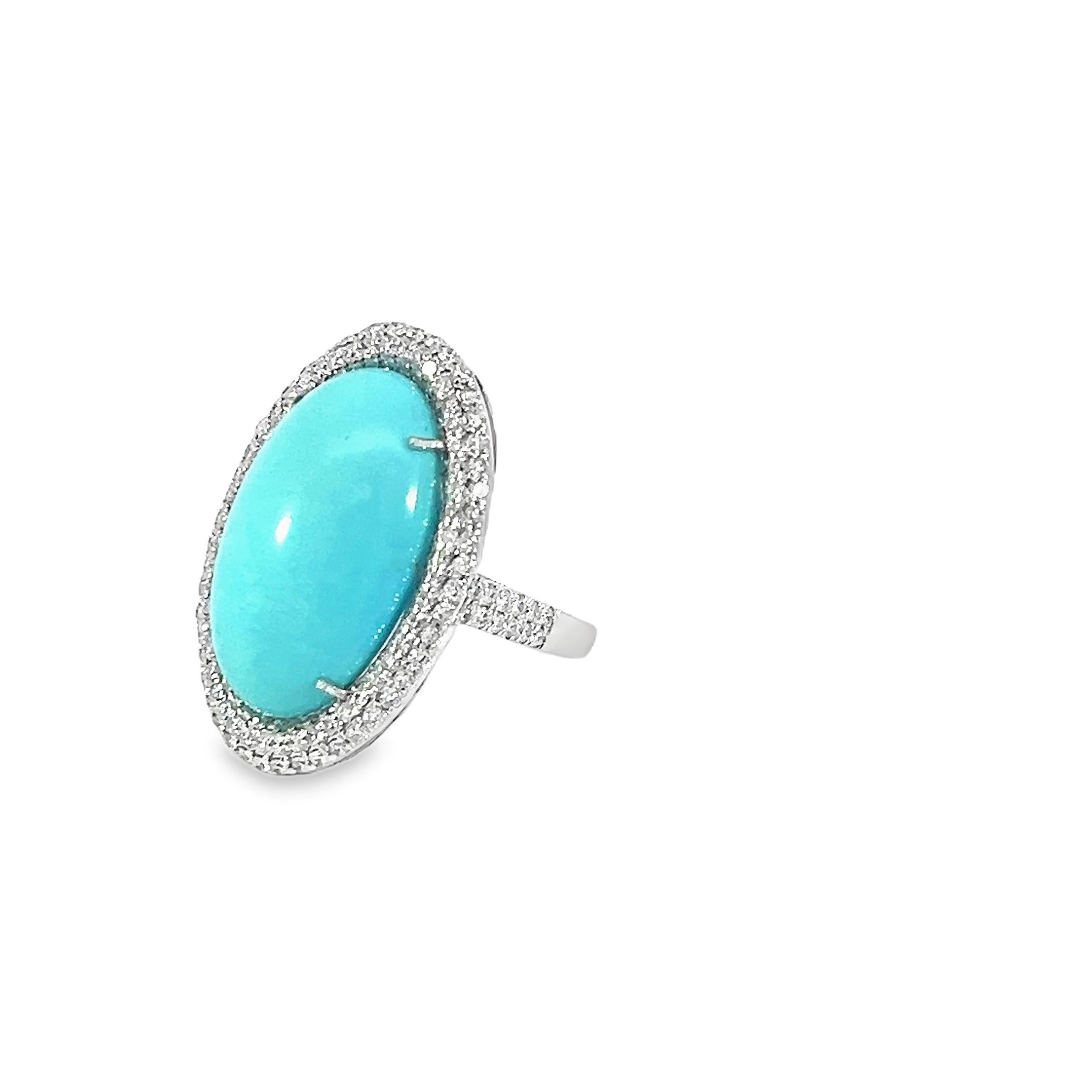 Women's Stunning Turquoise and Diamond Ring For Sale