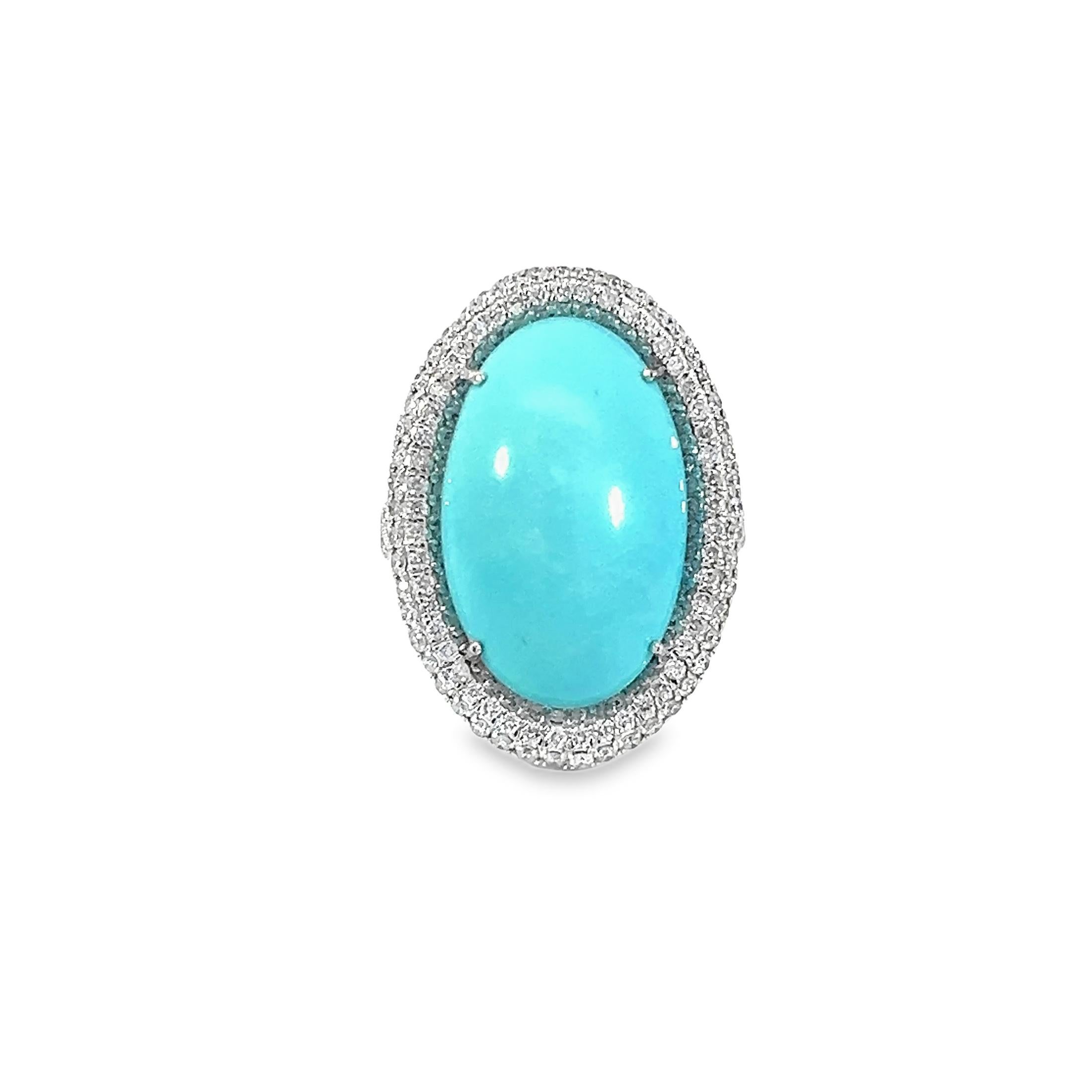 Stunning Turquoise and Diamond Ring For Sale 1