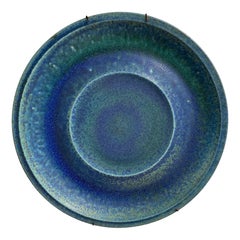 Superbe plat mural Francesca Mascitti-Lindh en grès turquoise, Arabia 1970