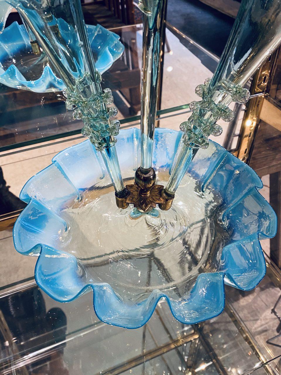 Stunning Turquoise Murano Glass Vase Centerpiece, 1950s In Good Condition In Copenhagen K, DK
