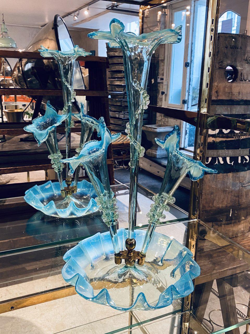 20th Century Stunning Turquoise Murano Glass Vase Centerpiece, 1950s