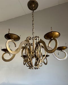 Unique & Best Ever Arts & Crafts Hand Forged Brass / Bronze Chandelier / Pendant