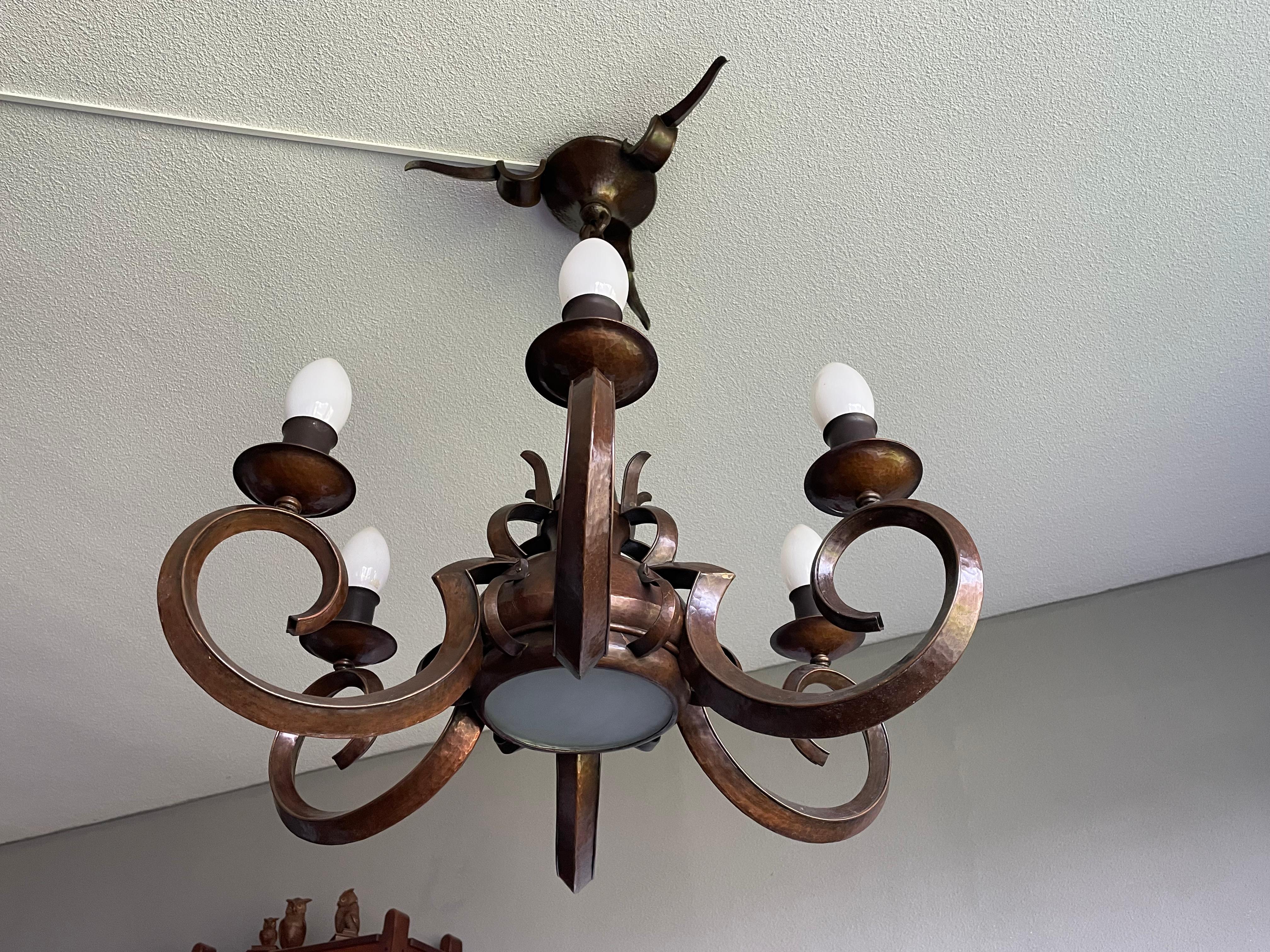 Stunning & Unique Hand Forged Copper, Dutch Arts and Crafts Chandelier / Pendant 1