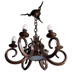Stunning & Unique Hand Forged Copper, Dutch Arts and Crafts Chandelier / Pendant