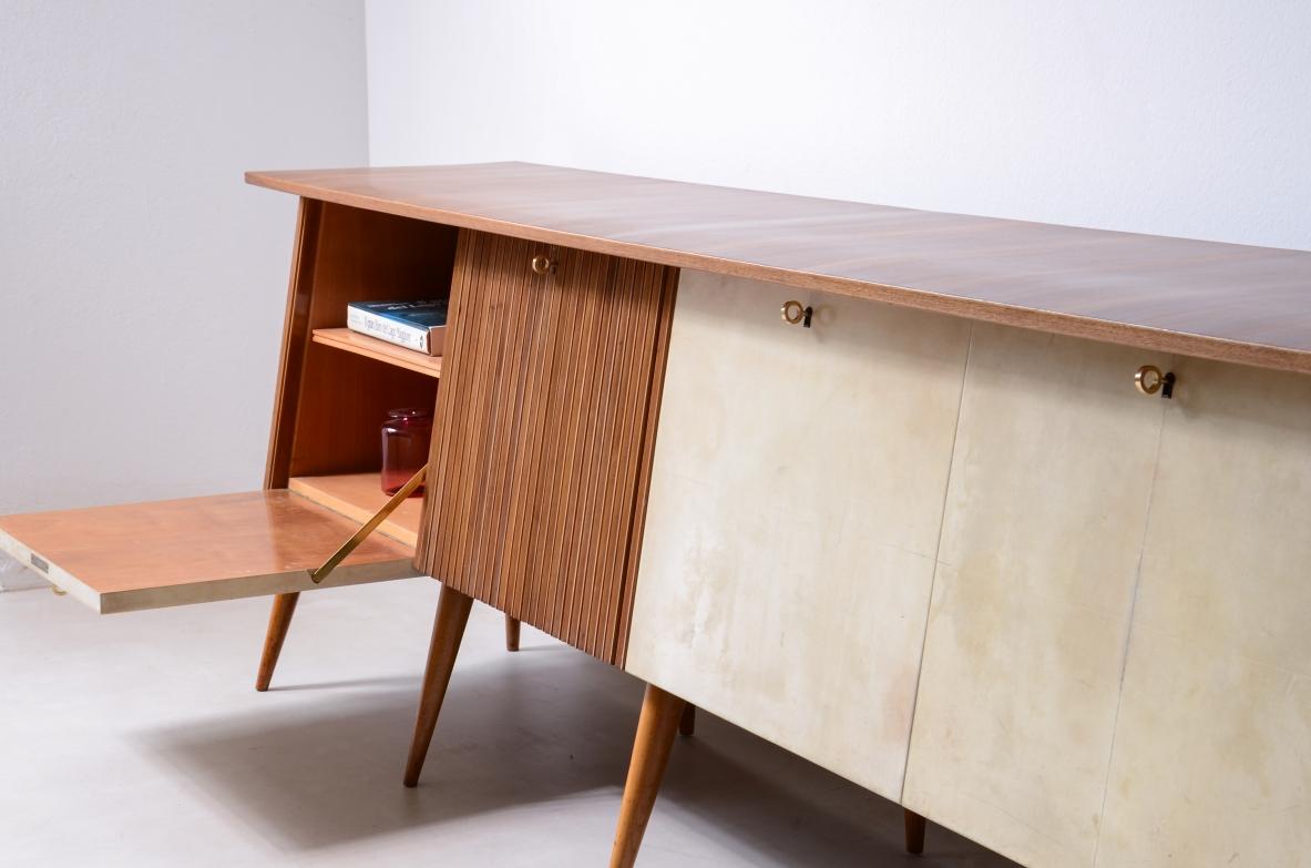 20th Century Stunning unique storage unit  in parchment and reeded wood For Sale