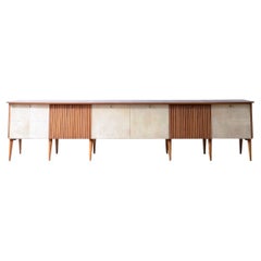 Stunning unique storage unit  in parchment and reeded wood