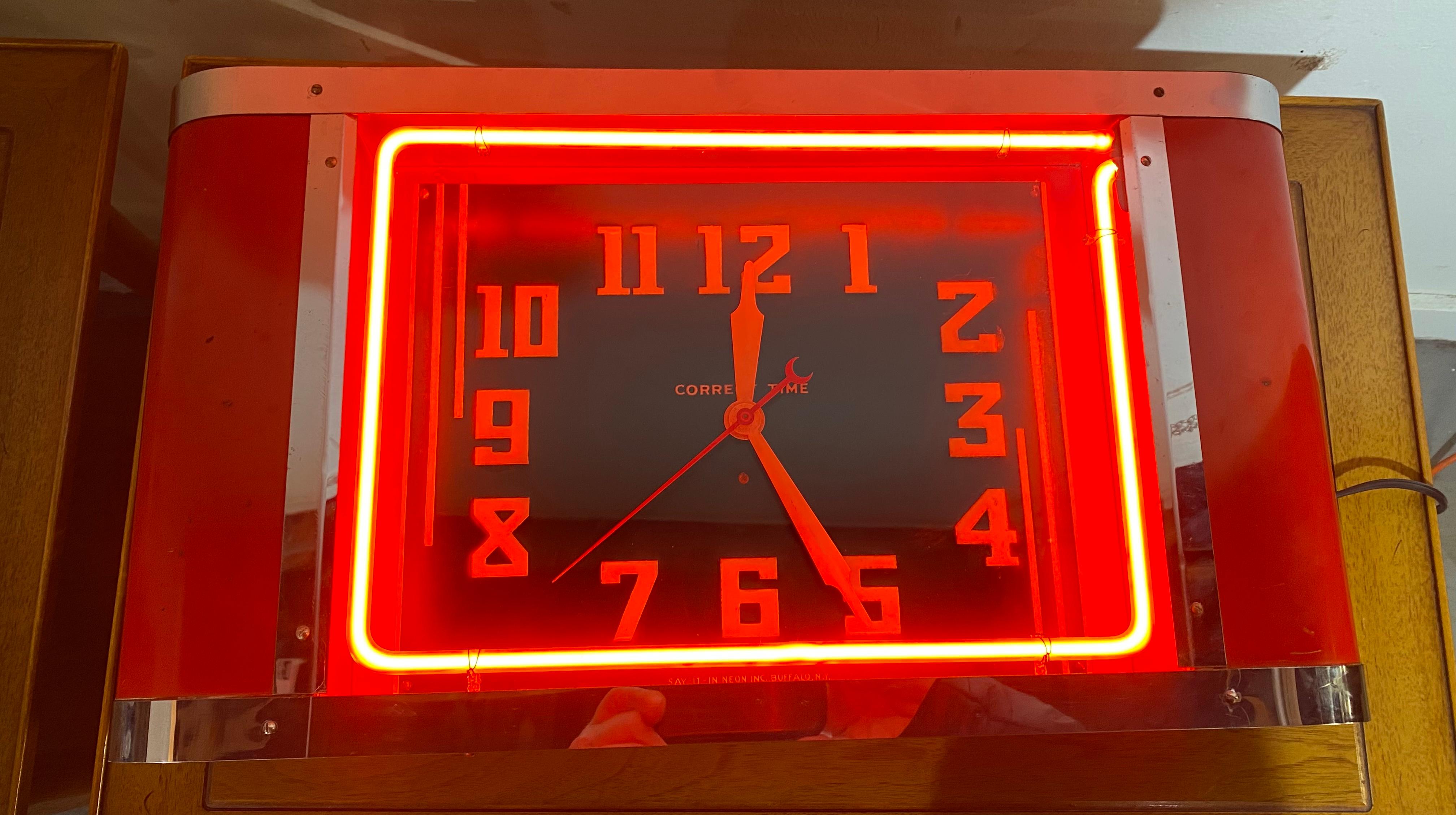 neon clock wall